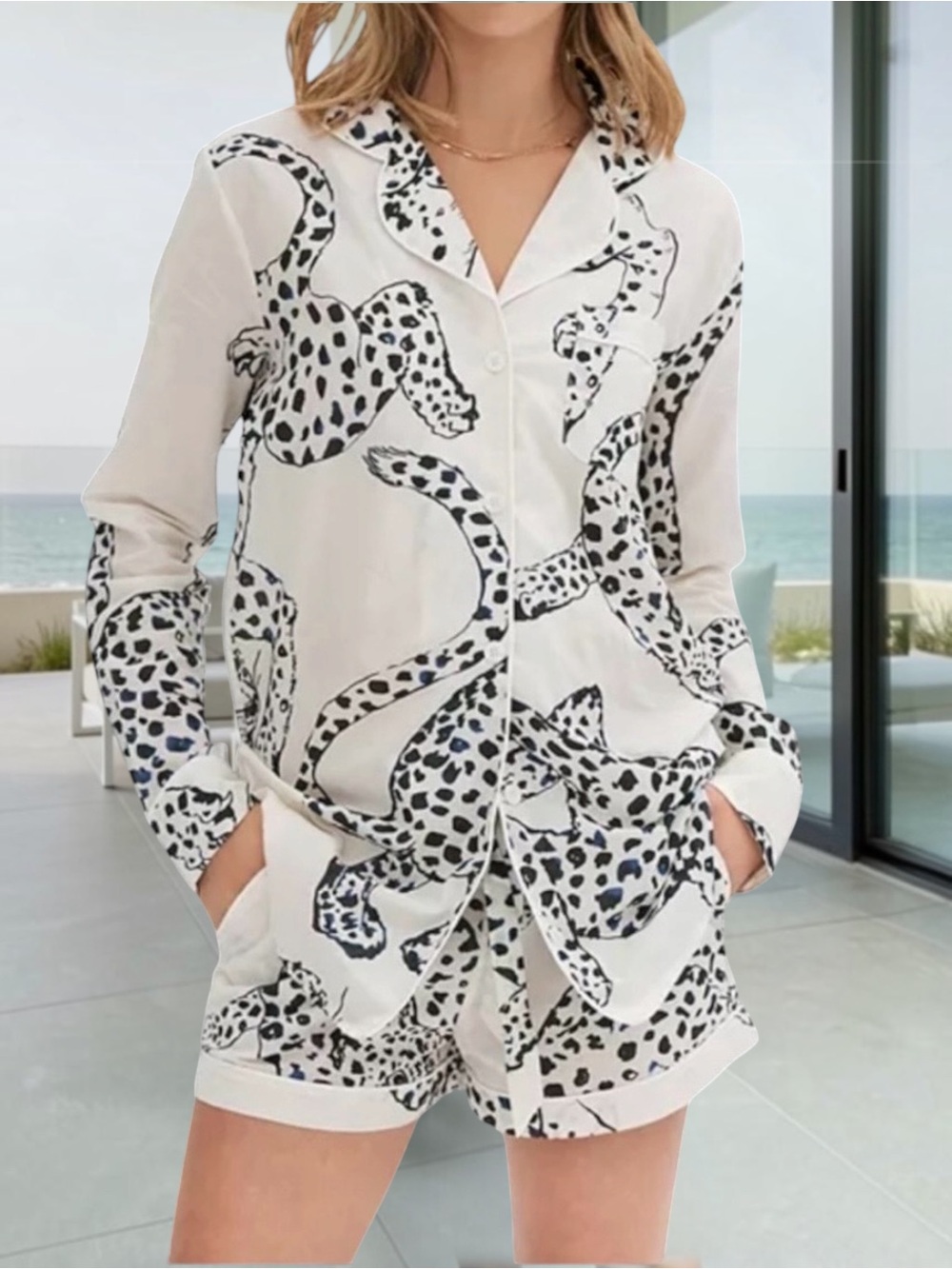 New! DESMOND & DEMPSEY Jaguar Organic Cotton Pajama Set